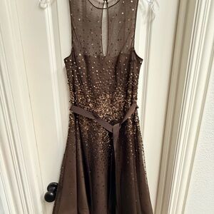 Chetta B Brown Dress with Sequin Accents